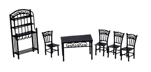 1/2" Scale Dining Set, 6 pc., Black